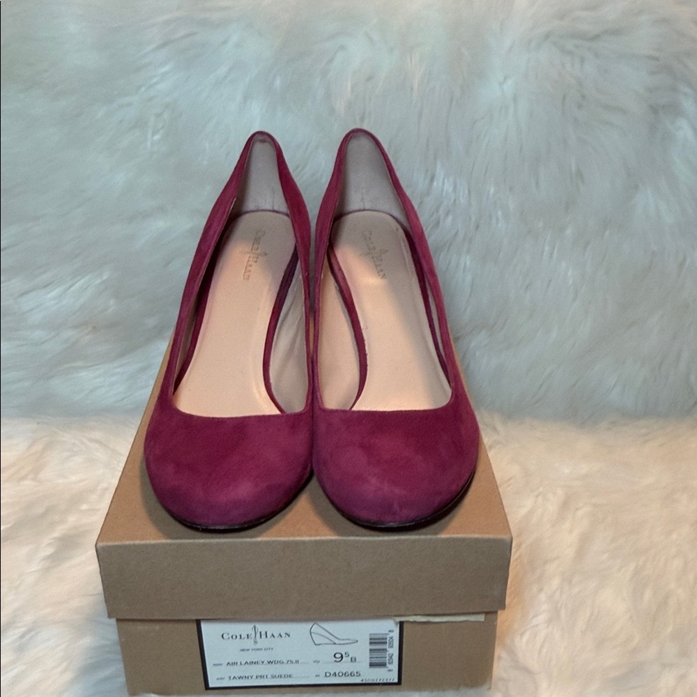 Cole Haan Women's Fuchsia Suede wedge Heels size 9.5 Air Lainey Wedge